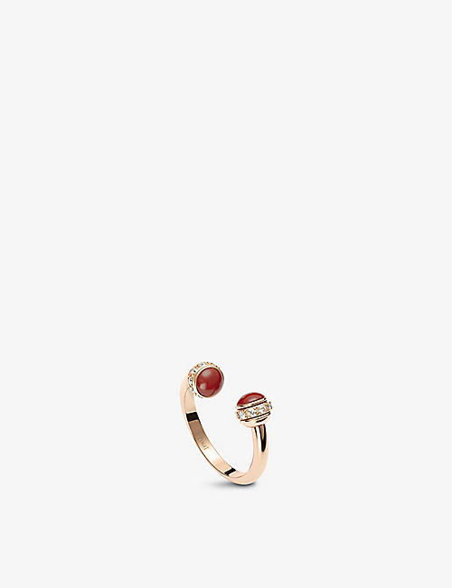 PIAGET: Possession 18ct rose-gold, 0.21ct brilliant-cut diamond and carnelian ring