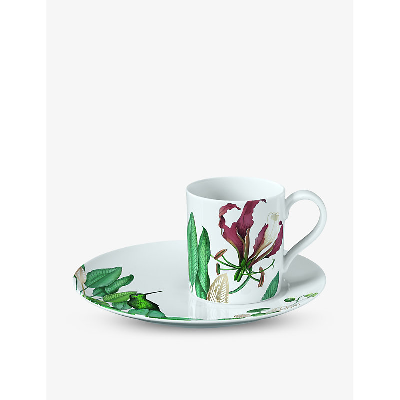 Shop Villeroy & Boch Avarua Leaf-print Porcelain Saucer 18.5cm