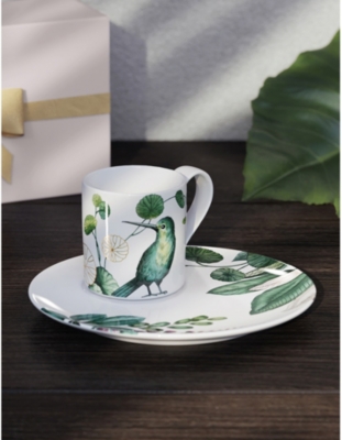 VILLEROY & BOCH: Avarua leaf-print porcelain espresso saucer 14.5cm