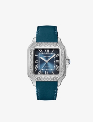 Cartier Mens Blue Santos De Mechanical Watch