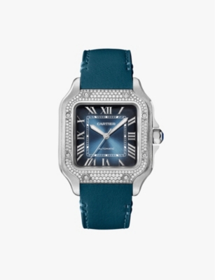 Cartier Mens Blue Santos De Mechanical Watch