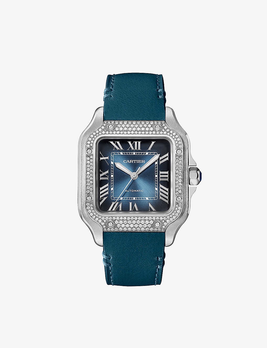 Cartier Mens Blue Santos De Mechanical Watch | ModeSens