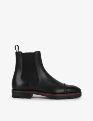 Shop Christian Louboutin Mens Black Melon Leather Ankle Boots