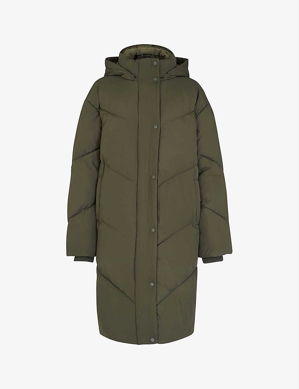 Whistles Tessa Padded Recycled-polyester Puffer Coat In Khaki/olive