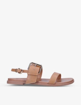 Shop Carvela Women's Tan Comb Berlin Wide-strap Faux-leather Sandals