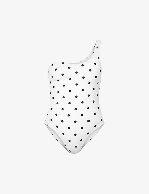 SIR: Devin one-shoulder polka-dot swimsuit