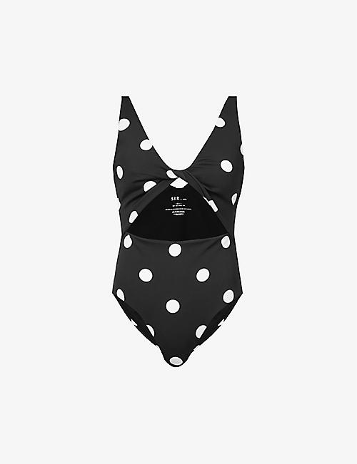 SIR: Devin cut-out polka-dot swimsuit