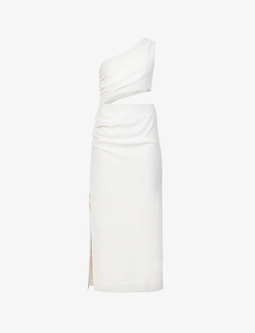 SIR: Clemence one-shoulder woven midi dress