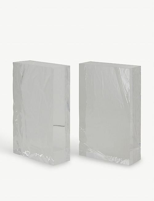 L'AFSHAR: CRUSHED ICE acrylic bookends set of two