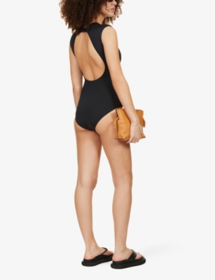 Shop Seafolly Womens Black Collective Sleeveless Stretch-recycled Nylon Swimsuit
