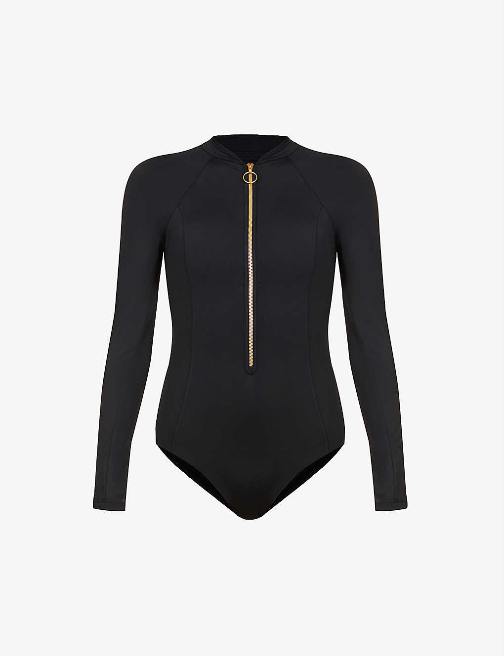 Seafolly Collective Long-sleeve Stretch-recycled Nylon Swimsuit In Black