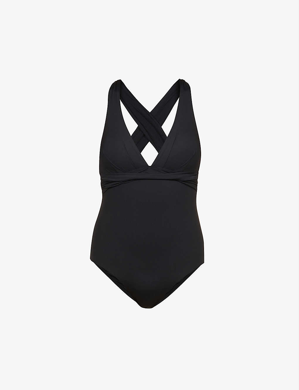 Seafolly Collective V-neck Stretch-recycled Nylon Swimsuit In Black