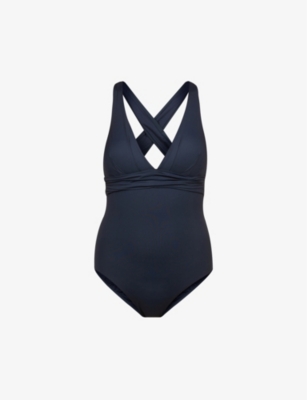 ALEXANDER WANG Crystal Logo Repeat Cut-Out Swimsuit in Black