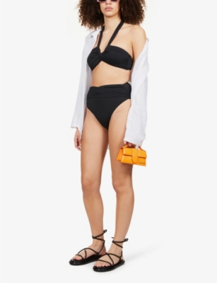 Seafolly Collective Twist-detail Halterneck Recycled Nylon-blend Bikini Top In Black
