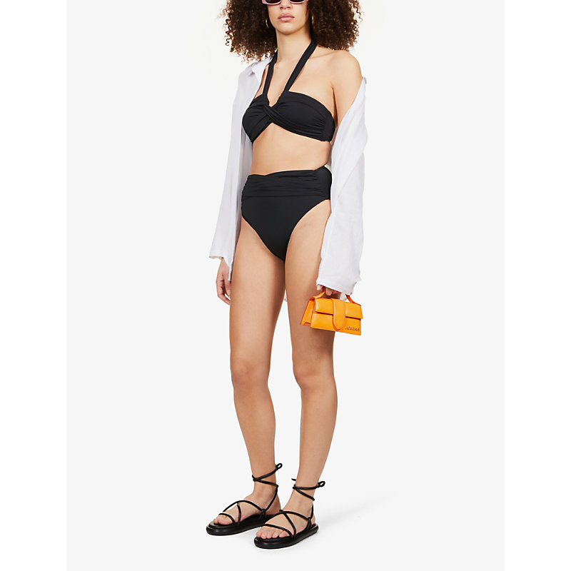 Shop Seafolly Women's Black Collective Twist-detail Halterneck Recycled Nylon-blend Bikini Top