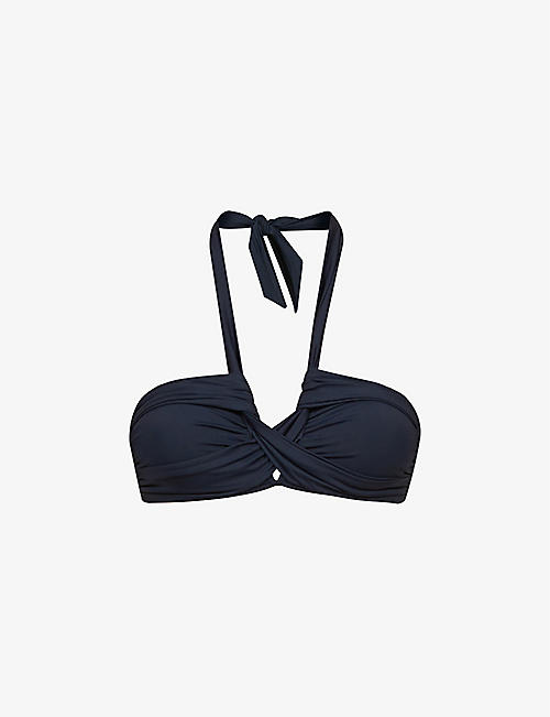 SEAFOLLY: Collective twist-detail halterneck recycled nylon-blend bikini top