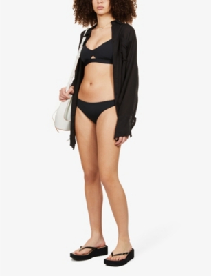 Seafolly Collective Hybrid Recycled Nylon-blend Bikini Top In Black