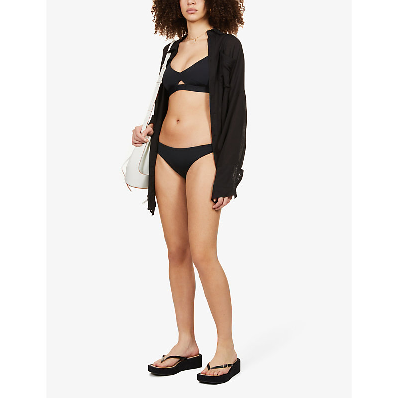 Shop Seafolly Women's Black Collective Hybrid Recycled Nylon-blend Bikini Top