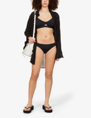 Seafolly Collective Hipster Low-rise Recycled Nylon-blend Bikini Bottoms In Black