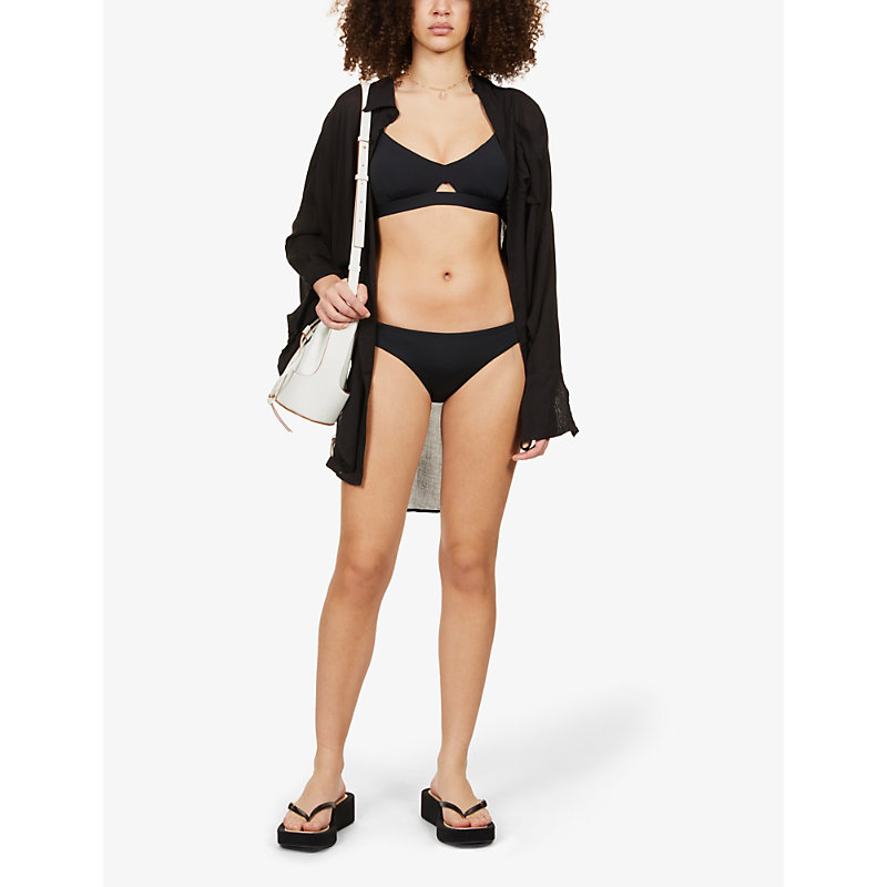 Shop Seafolly Women's Black Collective Hipster Low-rise Recycled Nylon-blend Bikini Bottoms