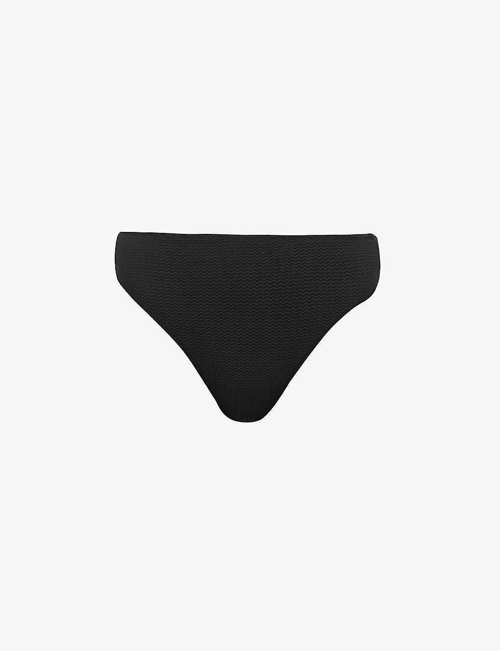 Shop Seafolly Sea Dive High-rise Bikini Bottom In Black