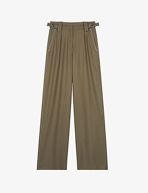 MAJE: Pie high-rise tailored wool-blend trousers