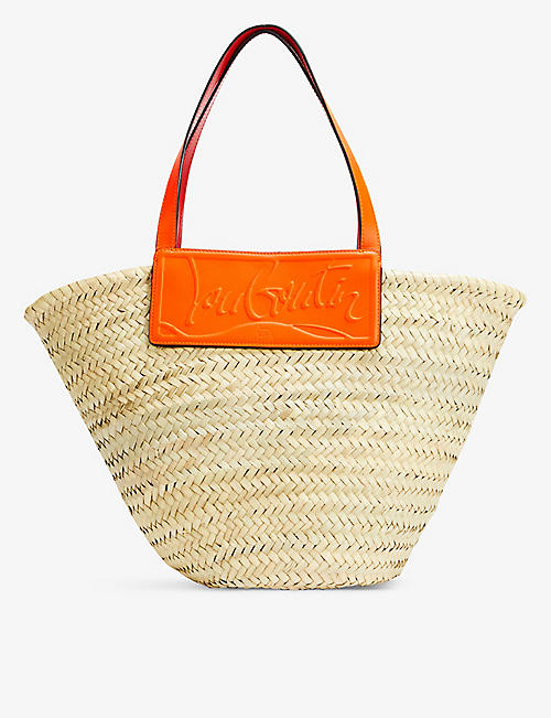 CHRISTIAN LOUBOUTIN: Loubishore straw and leather basket bag