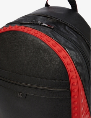 Shop Christian Louboutin Mens Black/loubi/black Backparis Contrast-panel Leather Backpack