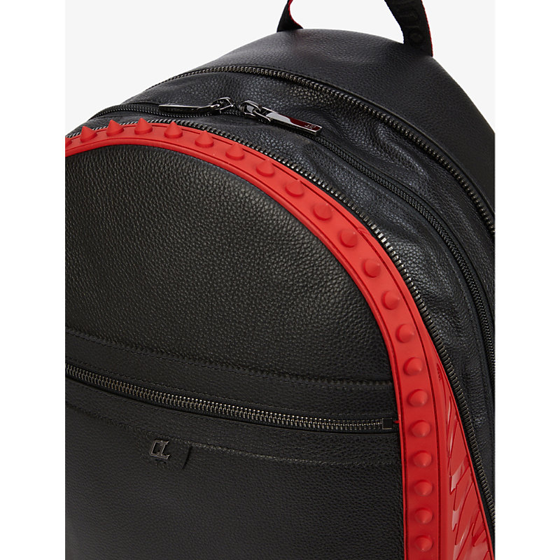 Shop Christian Louboutin Mens Black/loubi/black Backparis Contrast-panel Leather Backpack