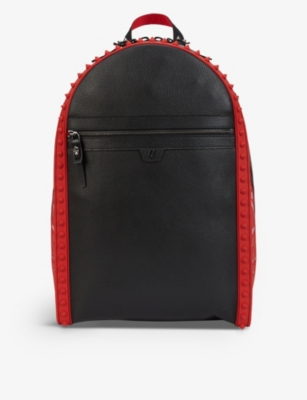 Shop Christian Louboutin Mens Black/loubi/black Backparis Contrast-panel Leather Backpack