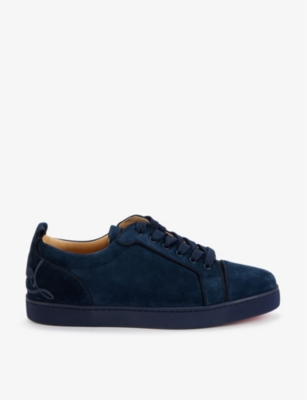 Shop Christian Louboutin Women's Marine Fun Louis Junior Suede Trainers In Navy