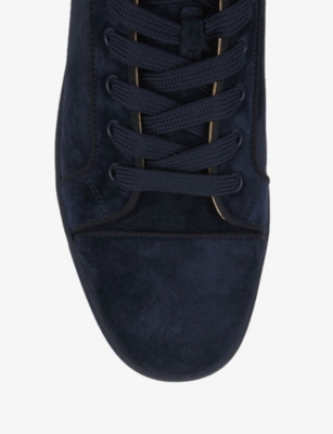 Shop Christian Louboutin Men's Marine Louis Orlato Suede High-top Trainers In Navy
