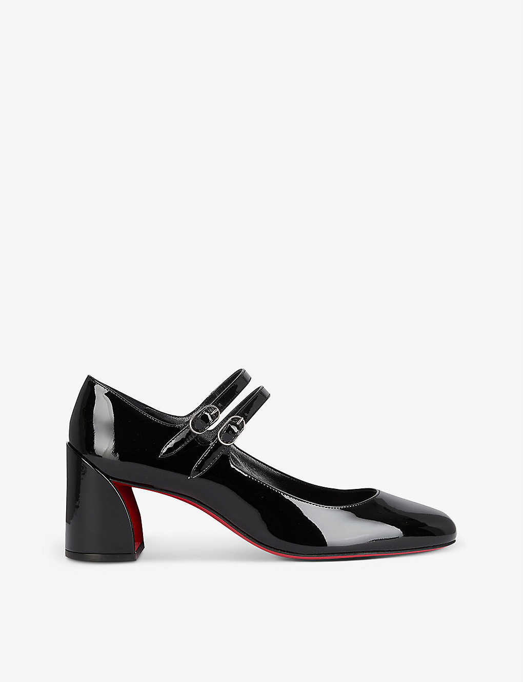 Shop Christian Louboutin Women's Black/lin Black Miss Jane 55 Patent-leather Shoes