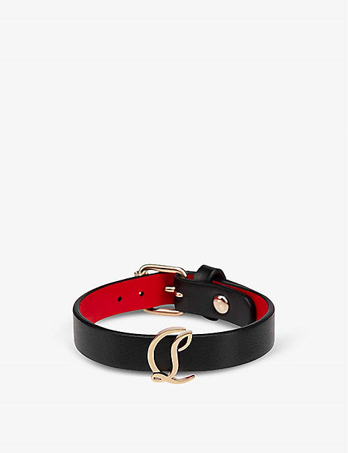 CHRISTIAN LOUBOUTIN: Logo-buckle leather bracelet