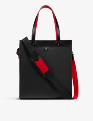 Shop Christian Louboutin Black/loubi/black Ruistote Leather Tote Bag