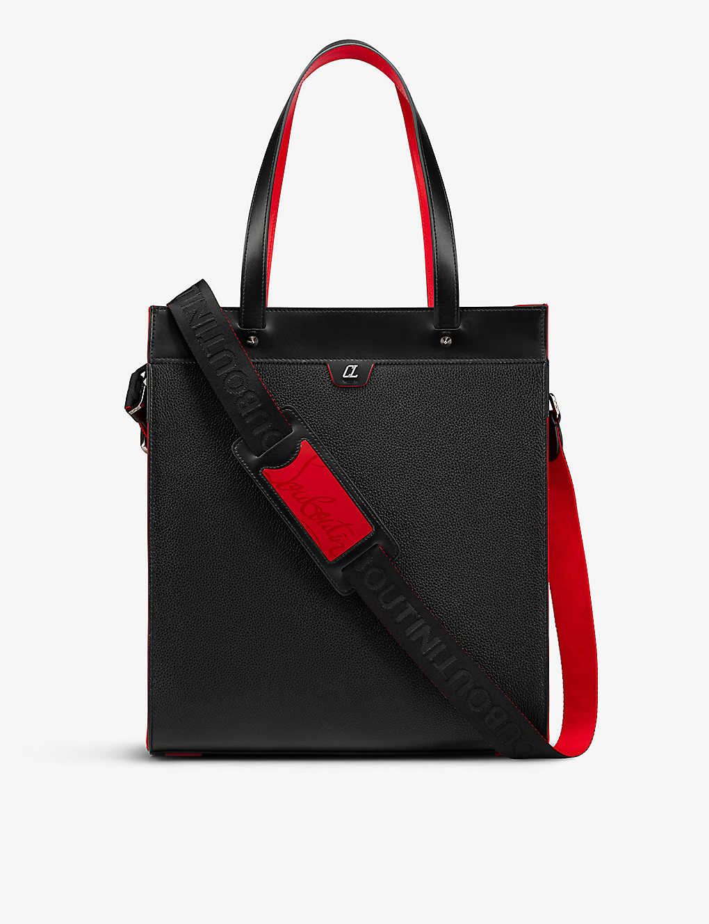 Shop Christian Louboutin Black/loubi/black Ruistote Leather Tote Bag