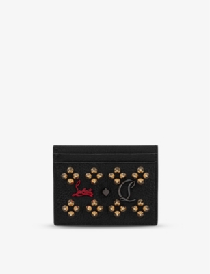 Shop Christian Louboutin Womens Black/multi Kios Studded Leather Card Holder