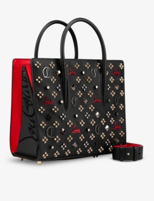 Christian Louboutin Paloma Medium Studded Calfskin Top-handle Bag In Black/multi