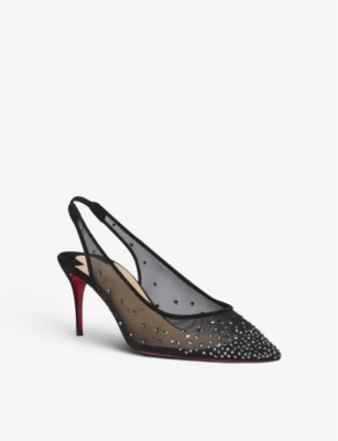 CHRISTIAN LOUBOUTIN Follies Strass Sling 70 mesh and suede courts