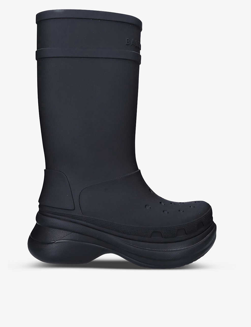 Shop Balenciaga X Crocs Chunky Rubber Boots In Black