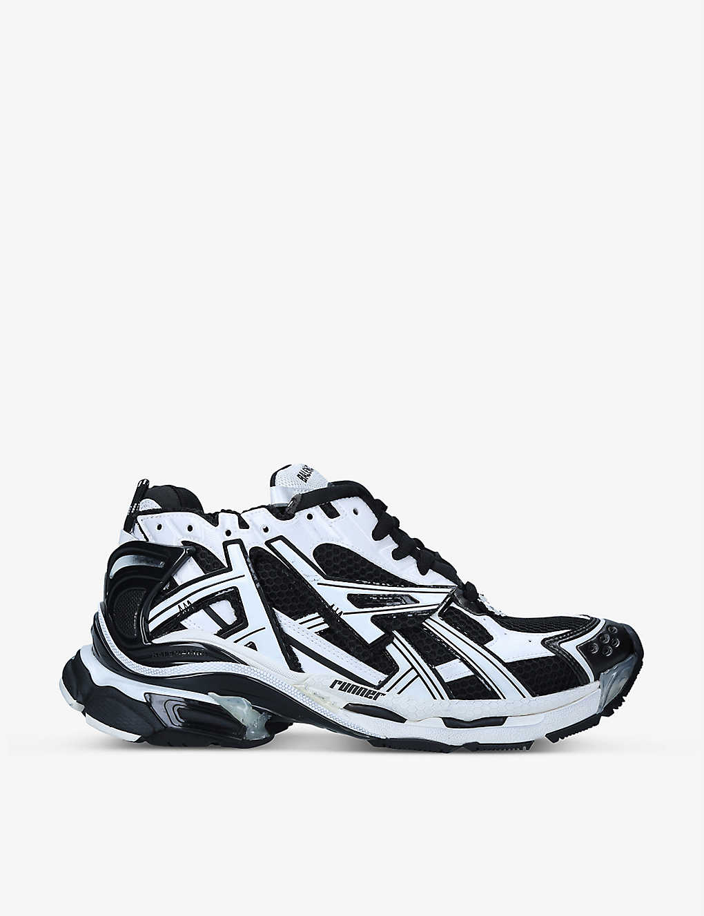 Shop Balenciaga Runner Mesh And Faux-leather Low-top Trainers In Blk/white