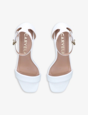 Shop Carvela Women's White Second Skin Heeled Faux-leather Sandals