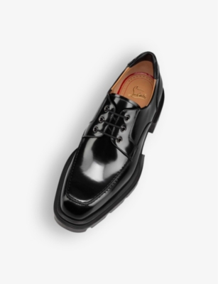 Shop Christian Louboutin Mens Black Our Georges Serrated-sole Leather Loafers
