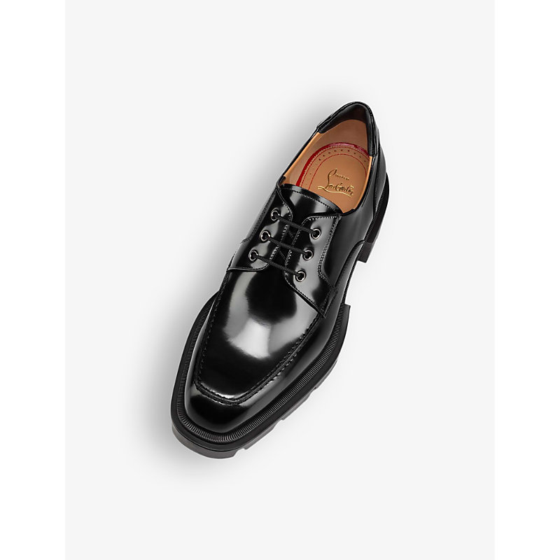 Shop Christian Louboutin Men's Black Our Georges Serrated-sole Leather Loafers
