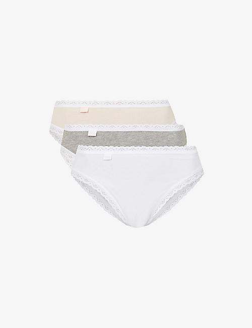 SLOGGI: Pack of 3 24/7 Weekend mid-rise stretch-cotton briefs