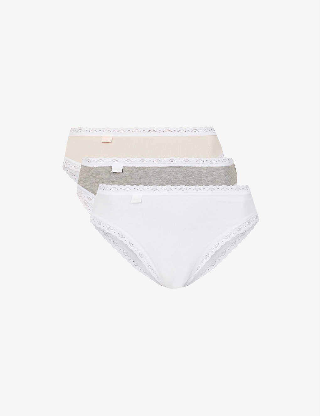 Sloggi Women's White Light Combination Pack Of 3 24/7 Weekend Mid-rise Stretch-cotton Briefs