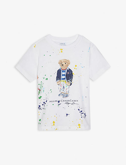 RALPH LAUREN: Polo Bear graphic-print paint-splattered cotton T-shirt 2-12 years
