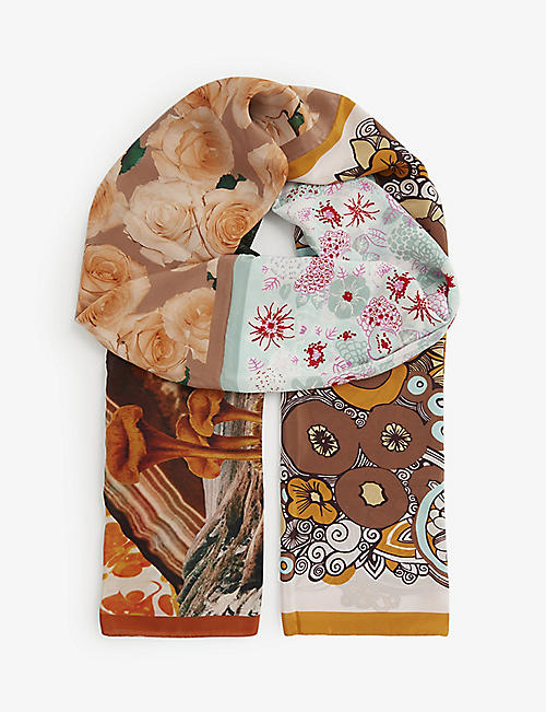 ACNE STUDIOS: Vork floral-print silk scarf