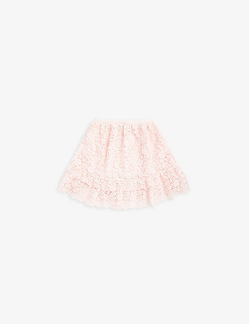 SELF PORTRAIT: Guipure floral-embroidered lace skirt 5-12 years