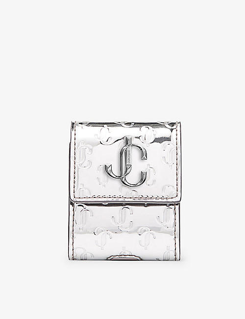 JIMMY CHOO: Logo-embossed faux-leather AirPods case